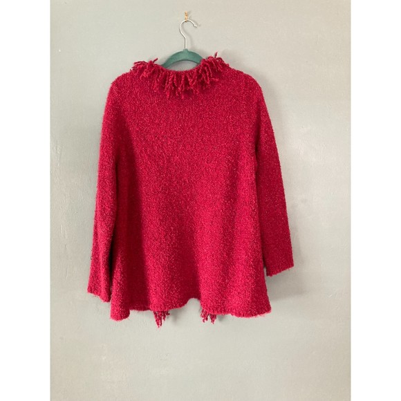 C.L.O.T.H.E.S hot pink fringe cardigan size 1x - Picture 5 of 5